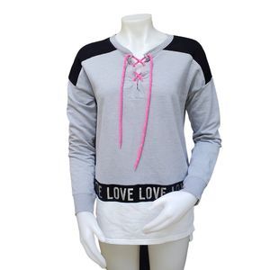 Flirtitude Active Womens Gray Pullover Sweatshirt Size Small Hot Pink Hockey
